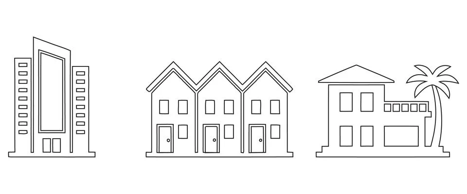 Illustration of Various Building Types Stock-Illustration