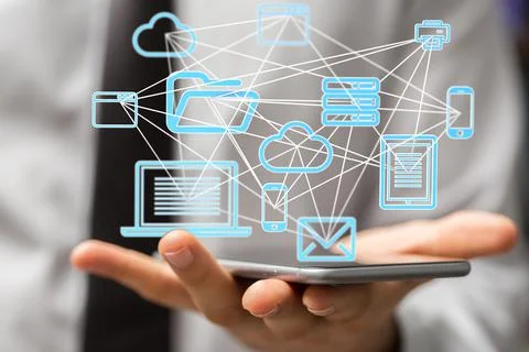Illustration of various cloud computing and file icons Stock Photos