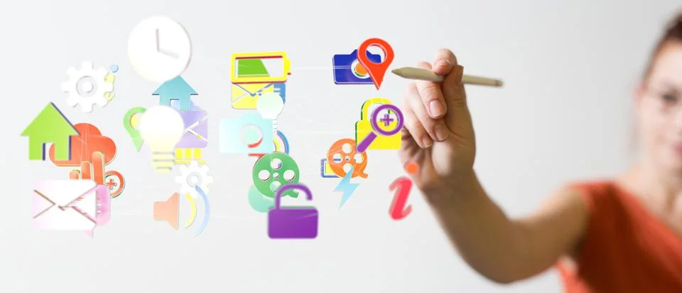 Illustration of various cloud computing and file icons Stock Photos