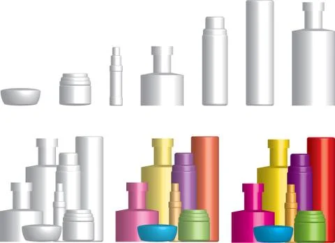 Illustration of various cosmetics containers Stock Illustration