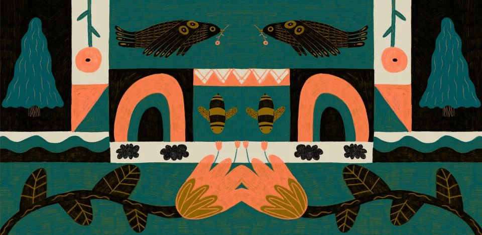 Illustration of various creative designs in frame Ilustração Stock