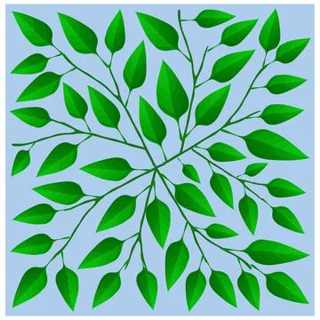 Illustration Vector Background of Beautiful Fresh Green Leaves on Tree Branch Stock Illustration