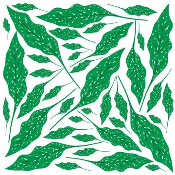 Illustration Vector Background of Beautiful Fresh Green Leaves on Tree Branch Stock Illustration
