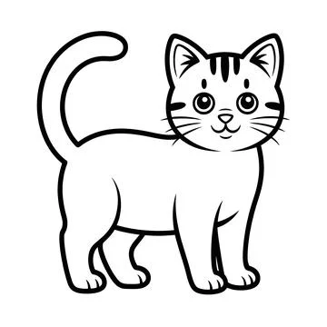 Illustration vector of a cat line art coloring book Stock Illustration