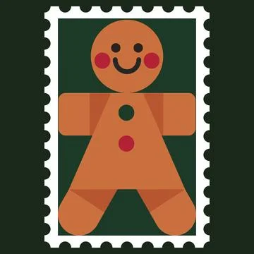 Illustration, vector, Cookie Man, postage stamp Stock Illustration