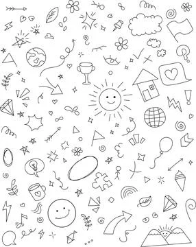 Illustration Vector of Cute Doodle, Hand Drawn Set of Cute and Funny Doodle for  Stock Illustration