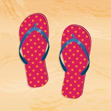Illustration of vector flip flops on the beach Stock Illustration