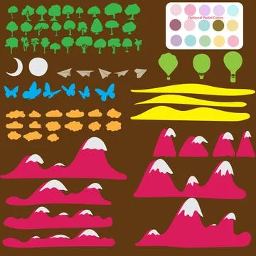 Illustration vector freehand drawing of object materials for paper cut Stock Illustration