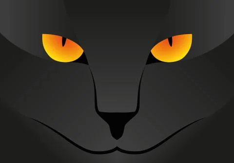 Illustration Vector Graphic black Cat yellow Eyes Stock Illustration