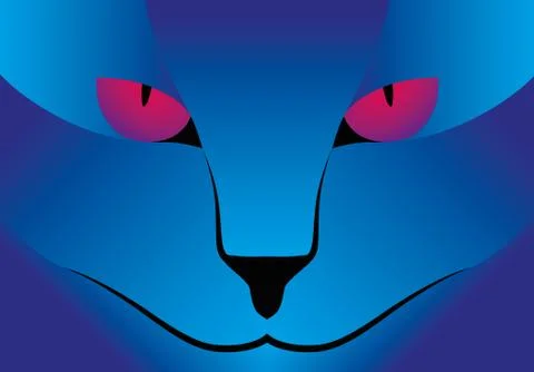 Illustration Vector Graphic blue Cat purple Eyes Illustrazione stock