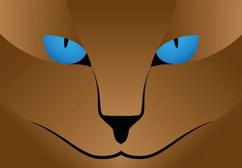 Illustration Vector Graphic brown Cat blue Eyes Illustrazione stock