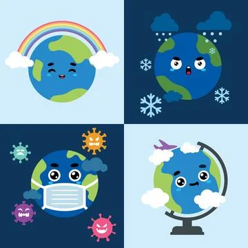 Illustration vector graphic of cute earth globe cartoon Stock Illustration