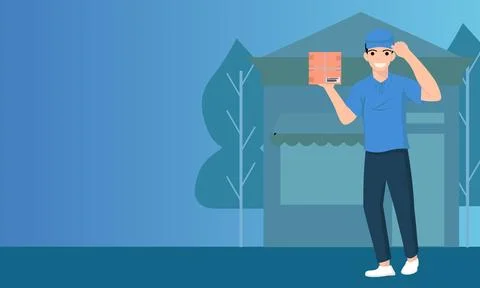 Illustration vector graphic of delivery courier character. Stock Illustration