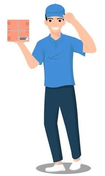 Illustration vector graphic of delivery courierman character on isolated white. Stock Illustration