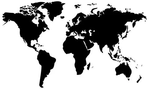 Illustration vector graphic of earth map silhouette on isolated white. Stock Illustration