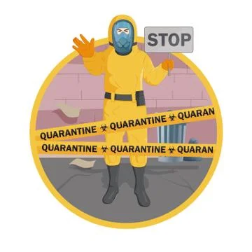 Illustration vector graphic of image man wearing yellow protective suit to Stock Illustration