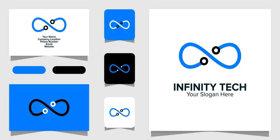 Illustration Vector Graphic of Infinity Line Technology logo and business car Stock Illustration