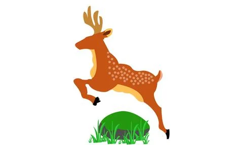 Illustration vector graphic of jumping deer on  isolated white background. Stock Illustration
