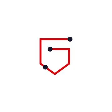 Illustration Vector Graphic of Line Technology Shield Logo Stock Illustration