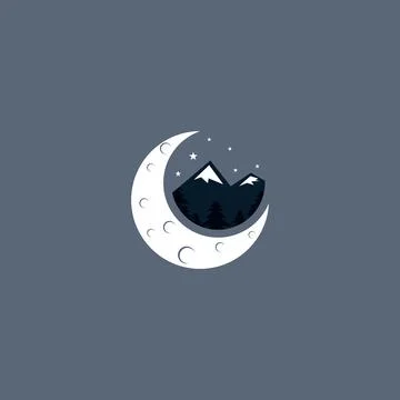 Illustration vector graphic of Moon and Mountain. Perfect to use for Recreati 스톡 일러스트