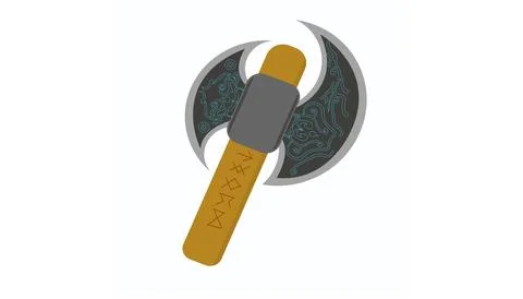Illustration vector graphic of mystical axe on  isolated white background. Stock Illustration