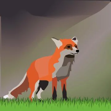 Illustration Vector Graphic painted Fox on meadow Illustrazione stock