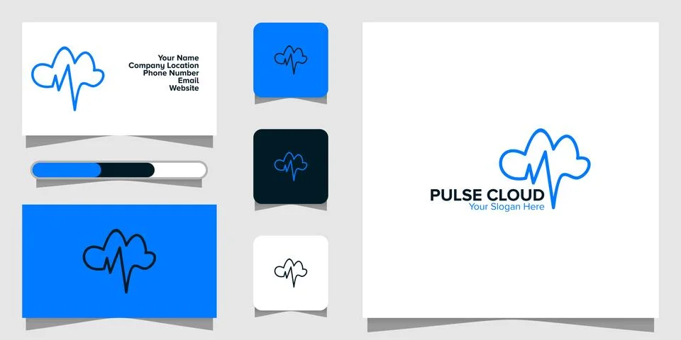 Illustration Vector Graphic of Pulse Cloud Logo. Perfect to use for Technolog Stock Illustration