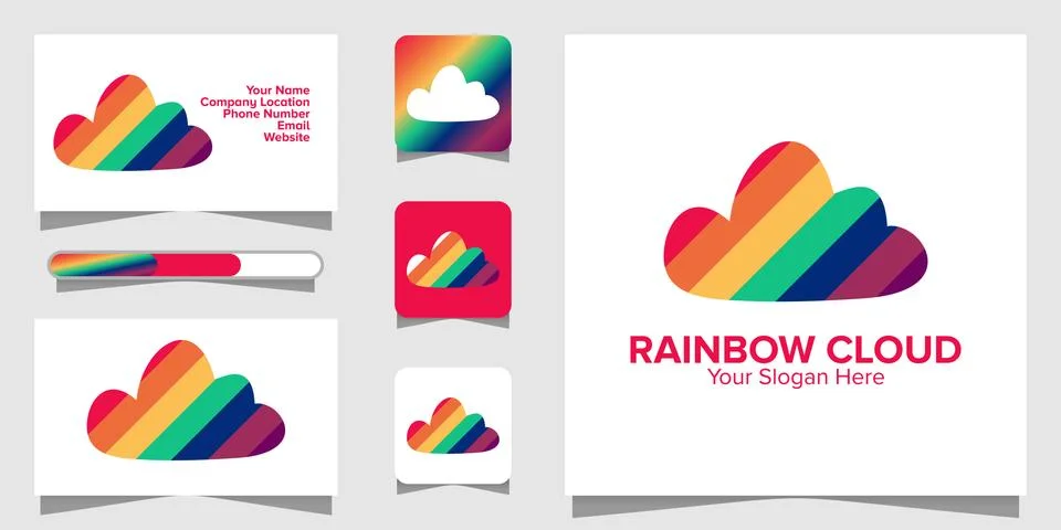 Illustration Vector Graphic of Rainbow Cloud Logo Stock Illustration