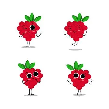 Illustration vector graphic of raspberry kawaii 库存插图