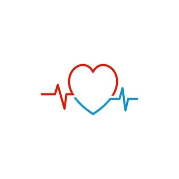 Illustration Vector Graphic of Red And Blue Love with Pulse Logo Stock Illustration