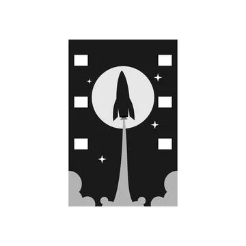Illustration Vector Graphic of Rocket Night Film. Perfect to use for Cinema l Stock Illustration