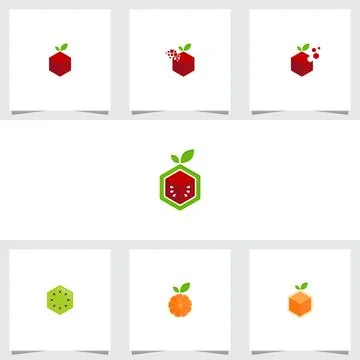 Illustration Vector Graphic Set of Digital Fruit Logo Stock Illustration