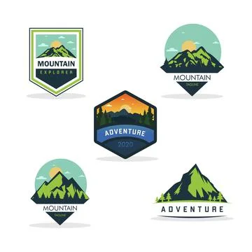 Illustration Vector Graphic Set of Mountain Adventure Logo Stock Illustration