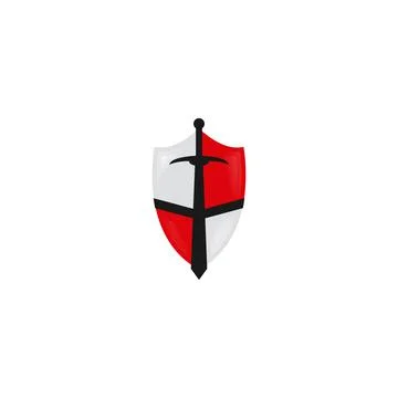 Illustration Vector Graphic of Sword Shield Logo. Black. Red Stock-Illustration