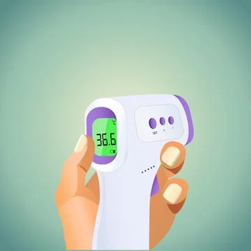 Illustration vector hand holding an electronic thermometer Stock Illustration
