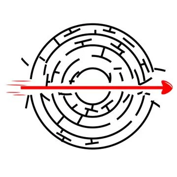 Illustration Vector, Illegal way to solve the problem, Black Circle Maze, Red Illustrazione stock