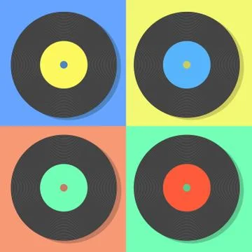 Illustration of vector multi colored vinyl disks Stock Illustration