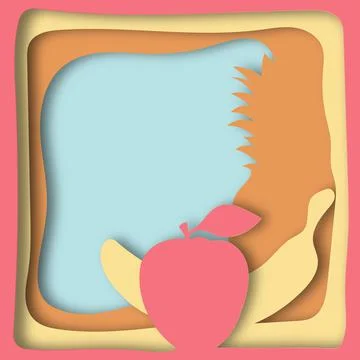 Illustration vector paper cut layers of apple banana and pineapple 스톡 일러스트