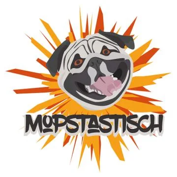 Illustration Vector Pug Mopstastisch Stock Illustration