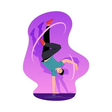Illustration of a vector scene of energy breakdancing with dynamic handstand Illustrazione stock