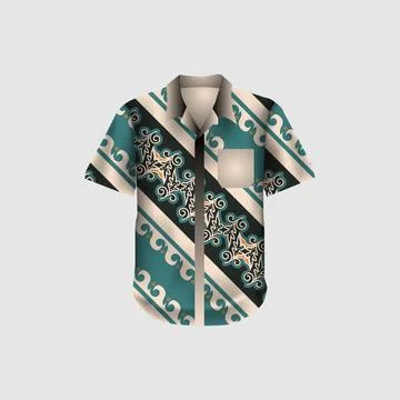 Illustration vector short sleeve batik shirt template Stock Illustration