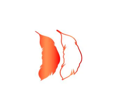 Illustration vector of two neon red feathers Stock Illustration