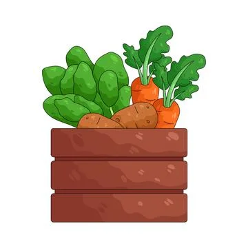 Illustration of Vegetable in crate 스톡 일러스트