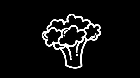 Illustration of a vibrant broccoli head against a simple black background, .. 動画素材 320023045