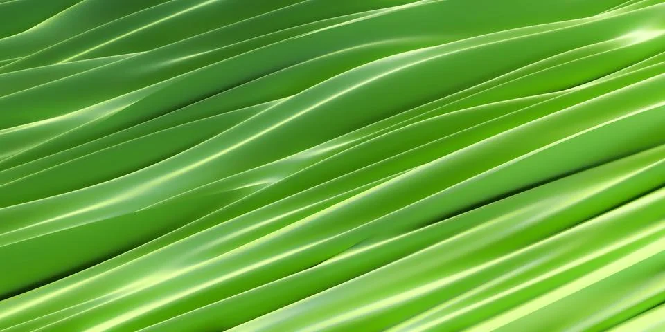Illustration of a vibrant green abstract background with 3D wavy lines 3d render Stock Illustration