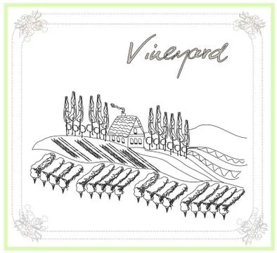  illustration of vineyard Stock Illustration