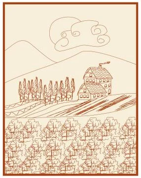 Illustration of vineyard Stock Illustration