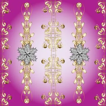 Illustration on violet, purple colors. Patterned carpet with a border frame. Col Stock-Illustration