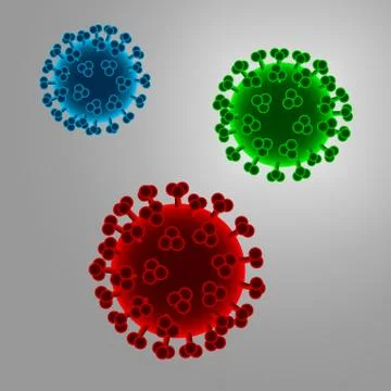 Illustration of a virus in three different colors - red, green and blue Stock Illustration
