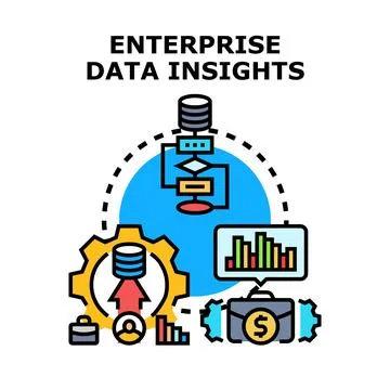 This illustration visualizes the enterprise data insights process Illustrazione stock